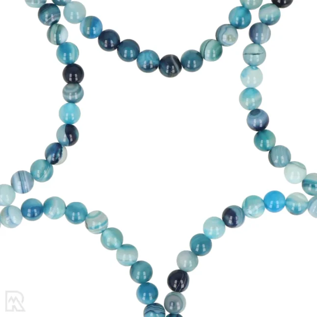 Blauwe Agaat Kogelarmband | Gebeitst - 6 mm – Bild 2
