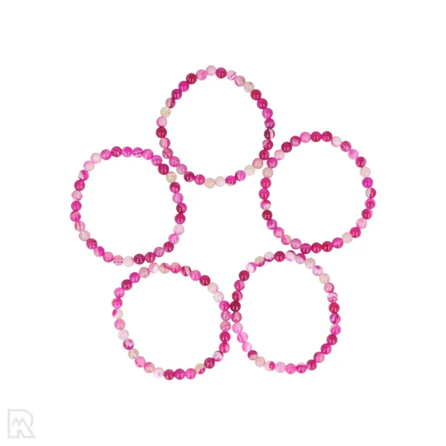 Rosa Achat Kugel Armband | Gebeizt - 6 mm