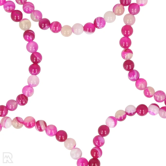 Roze Agaat Kogelarmband | Gebeitst - 6 mm – Bild 2