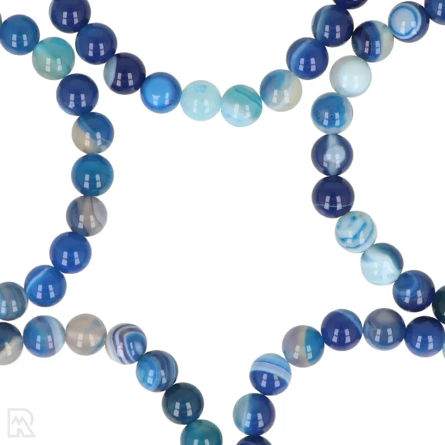 Blauwe Agaat Kogelarmband | Gebeitst - 8 mm - Image 2