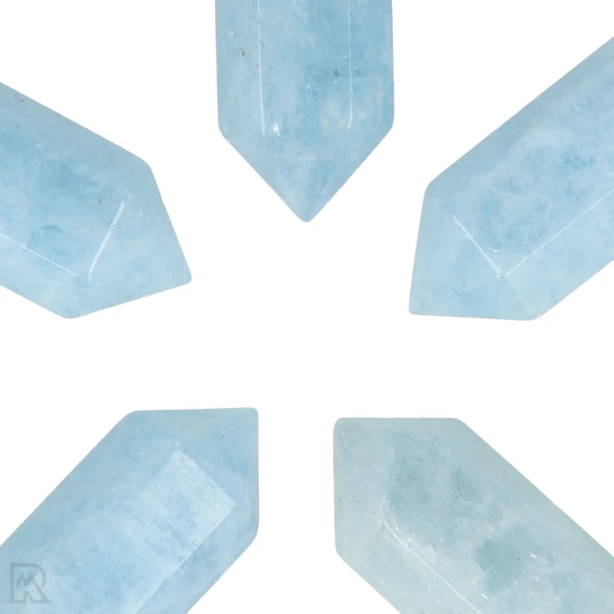 Aquamarijn Dubbeleinder Hanger | Goudkleurig - 3,2 cm 2 Aquamarijn Dubbeleinder Hanger uit China met artikelnummer 4326