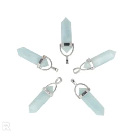 Aquamarijn Dubbeleinder Hanger | Zilverkleurig - 3,2 cm