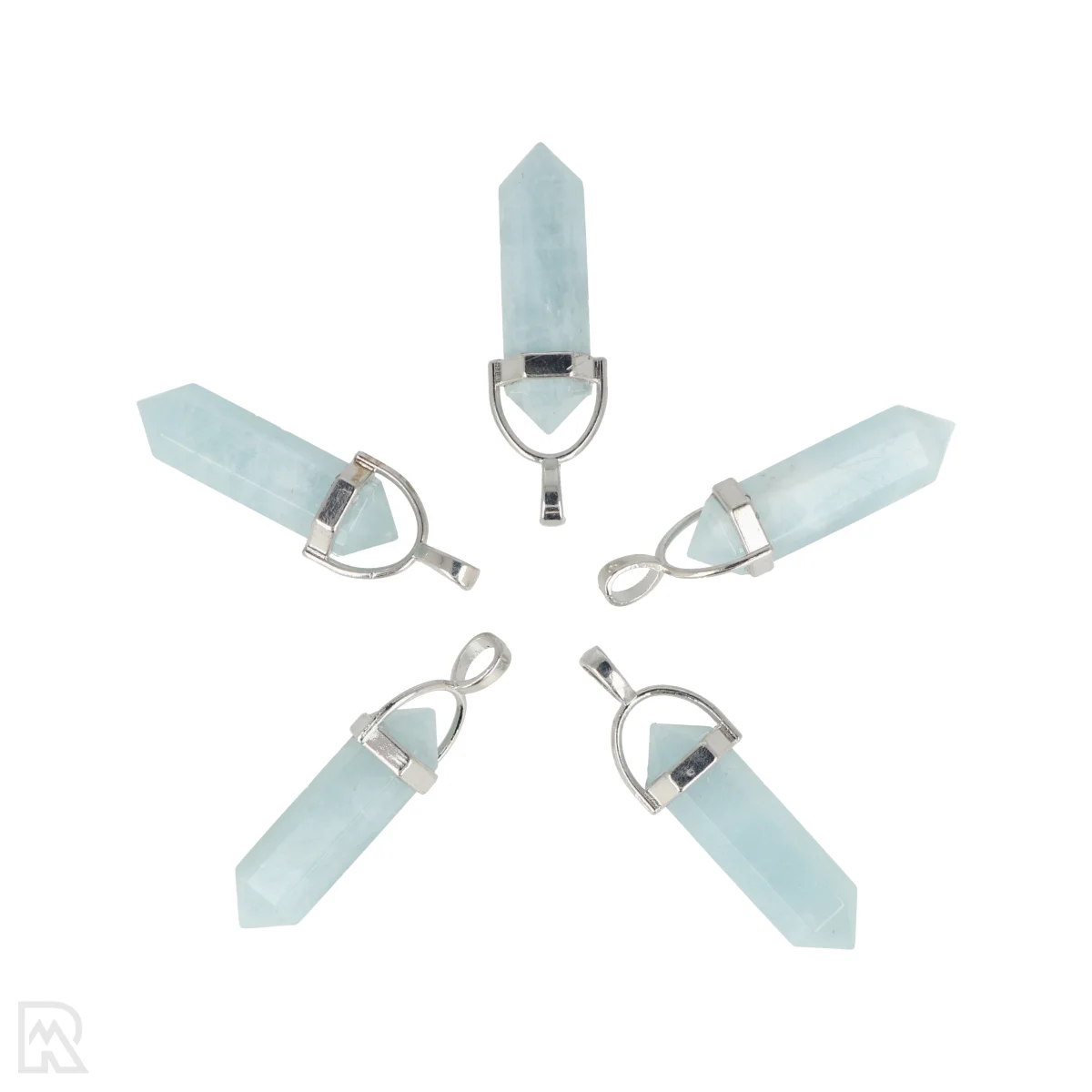 Aquamarijn Dubbeleinder Hanger | Zilverkleurig - 3,2 cm 1 Aquamarijn Dubbeleinder Hanger | Zilverkleurig - 3,2 cm