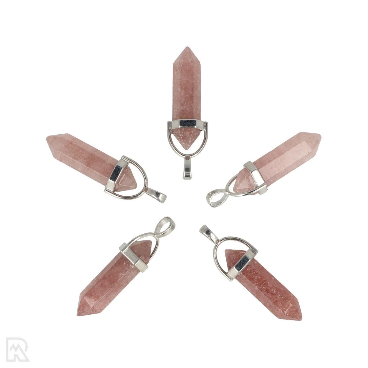 Aardbeienkwarts Dubbeleinder Hanger | Zilverkleurig - 3,2 cm 1 Aardbeienkwarts Dubbeleinder Hanger uit China met artikelnummer 5998