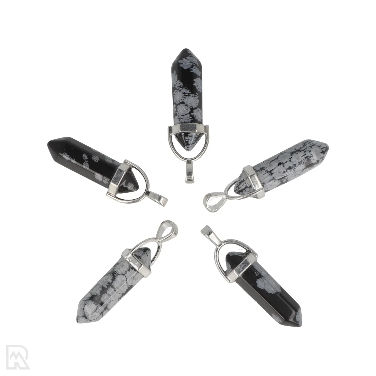 Sneeuwvlok Obsidiaan Dubbeleinder Hanger | Zilverkleurig - 3,2 cm 1 Sneeuwvlok Obsidiaan Dubbeleinder Hanger uit China met artikelnummer 5999