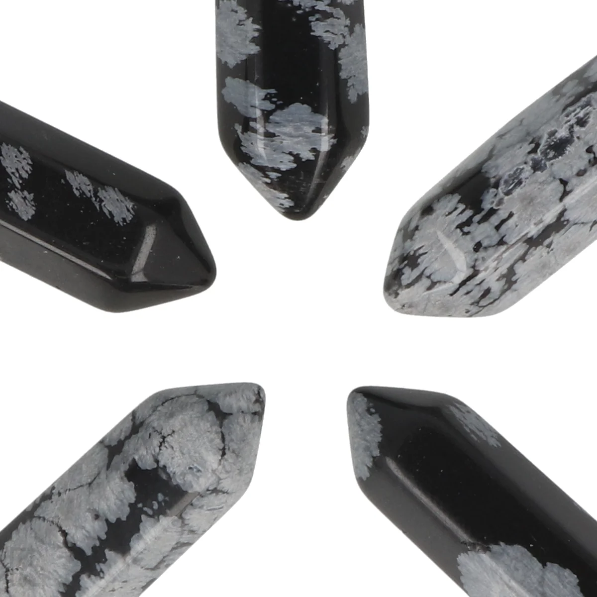 Sneeuwvlok Obsidiaan Dubbeleinder Hanger | Zilverkleurig - 3,2 cm 2 Sneeuwvlok Obsidiaan Dubbeleinder Hanger uit China met artikelnummer 5999