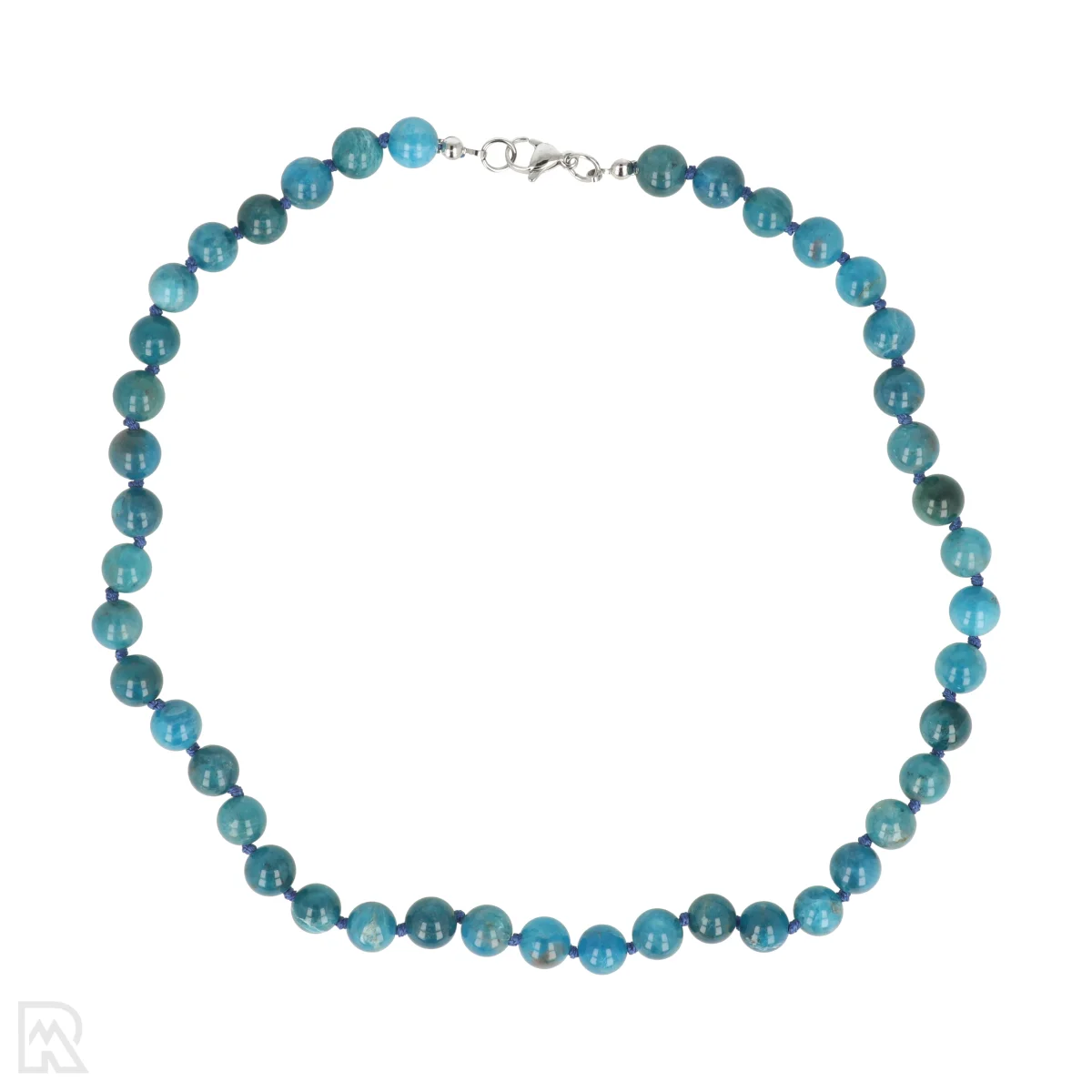 Blauwe Apatiet A Geknoopte Kralenketting 1 Blauwe Apatiet A Geknoopte Kralenketting