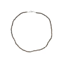Zilver Obsidiaan Facet Kralenketting | 4 mm - 45 cm