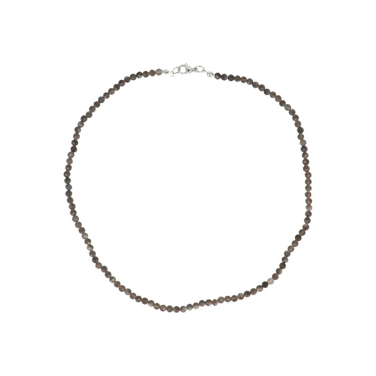 Zilver Obsidiaan Facet Kralenketting | 4 mm - 45 cm 1 Zilver Obsidiaan Facet Kralenketting | 4 mm - 45 cm