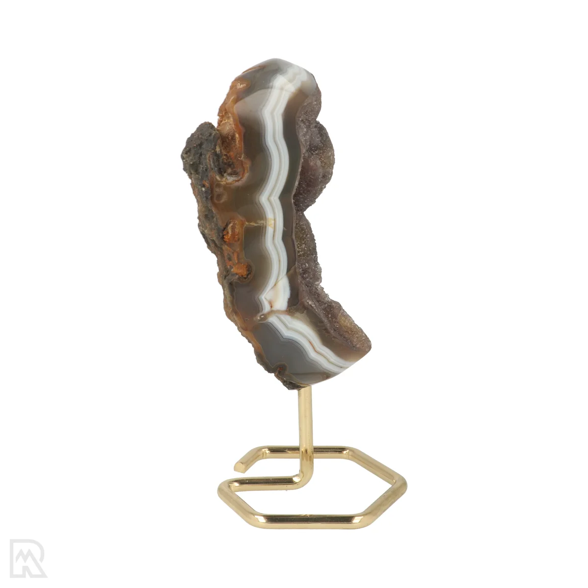 Druzy Agaat Op Standaard Goud 5 Agate on a stand from Brazil, item number 22793