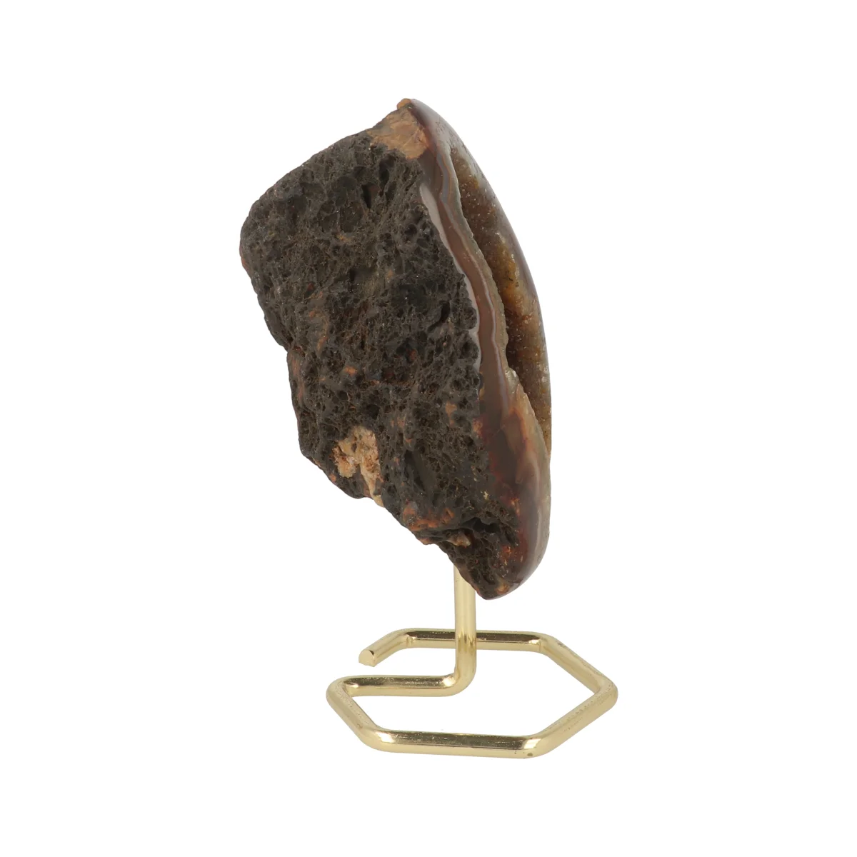 Druzy Agaat Op Standaard Goud 5 Agate on a stand from Brazil, item number 22794