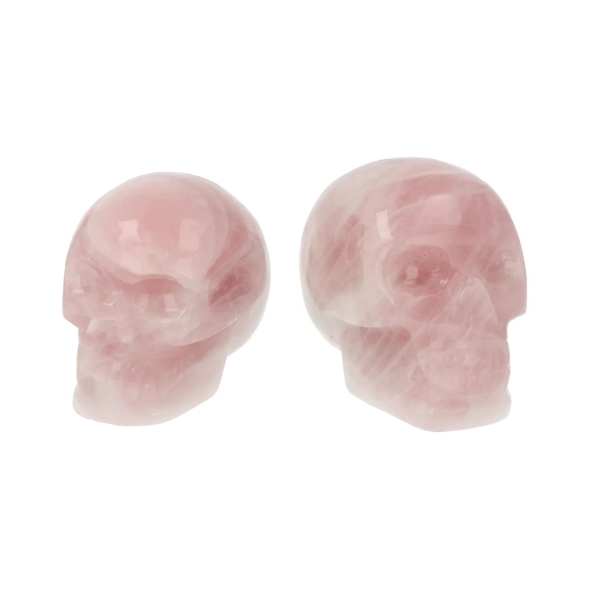 Rozenkwarts Schedel | Set van 2 2 Rozenkwarts Schedel | Set van 2 - Afbeelding 2