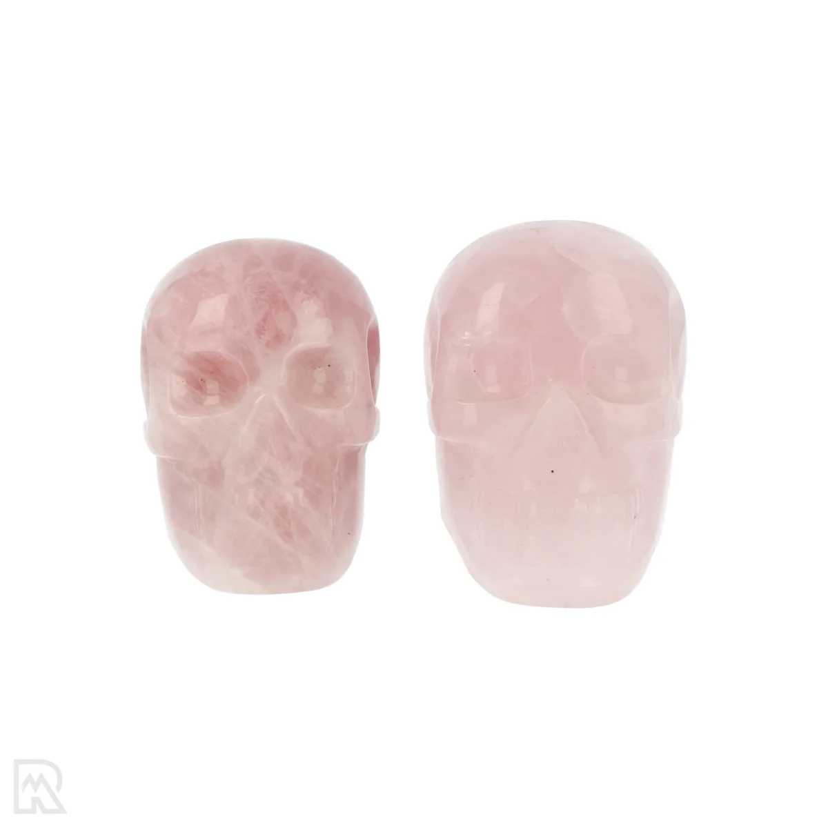 Rozenkwarts Schedel | Set van 2 1 Rozenkwarts Schedel | Set van 2