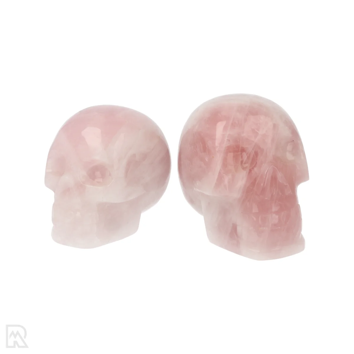 Rozenkwarts Schedel | Set van 2 2 Rozenkwarts Schedel | Set van 2 - Afbeelding 2