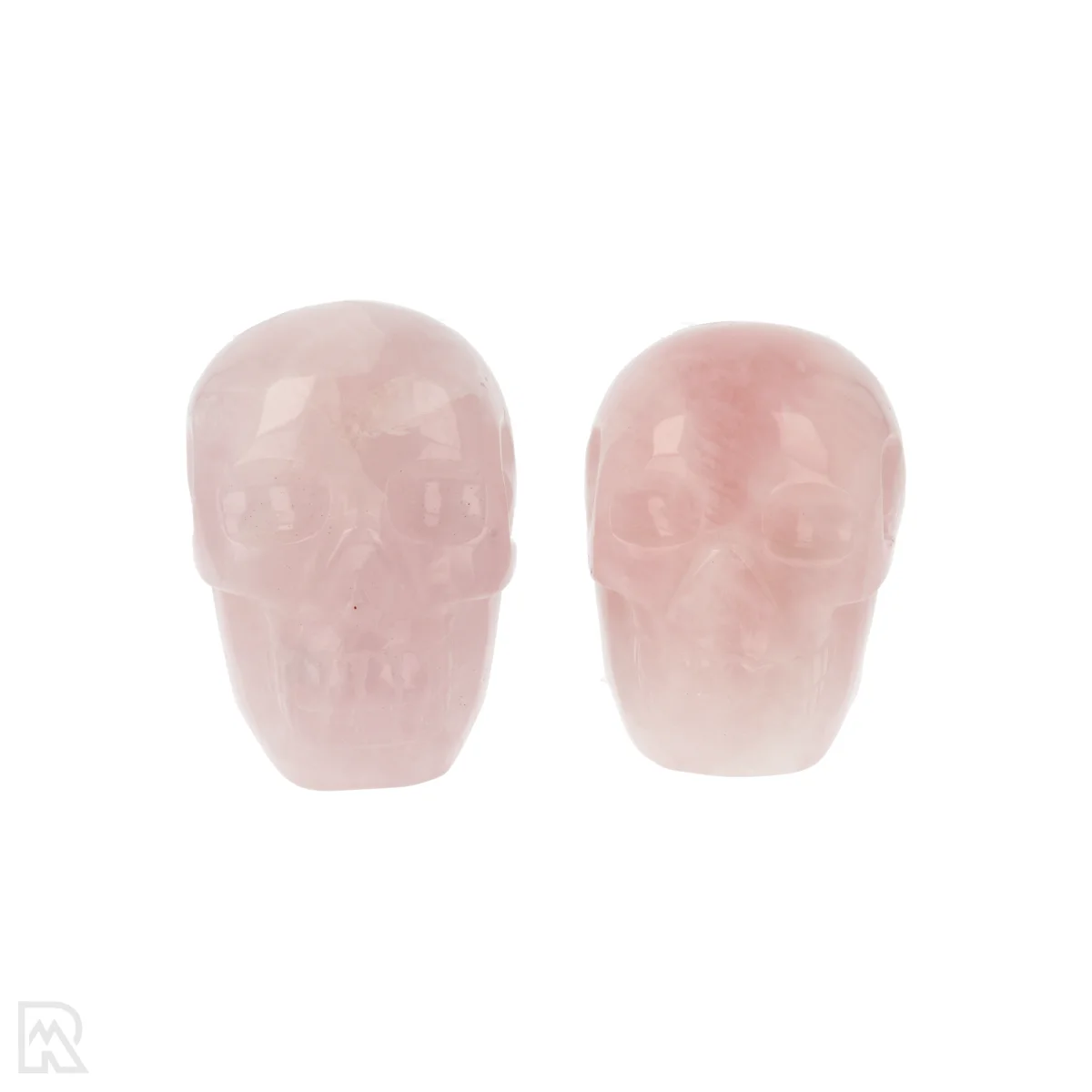 Rozenkwarts Schedel | Set van 2 1 Rozenkwarts Schedel | Set van 2
