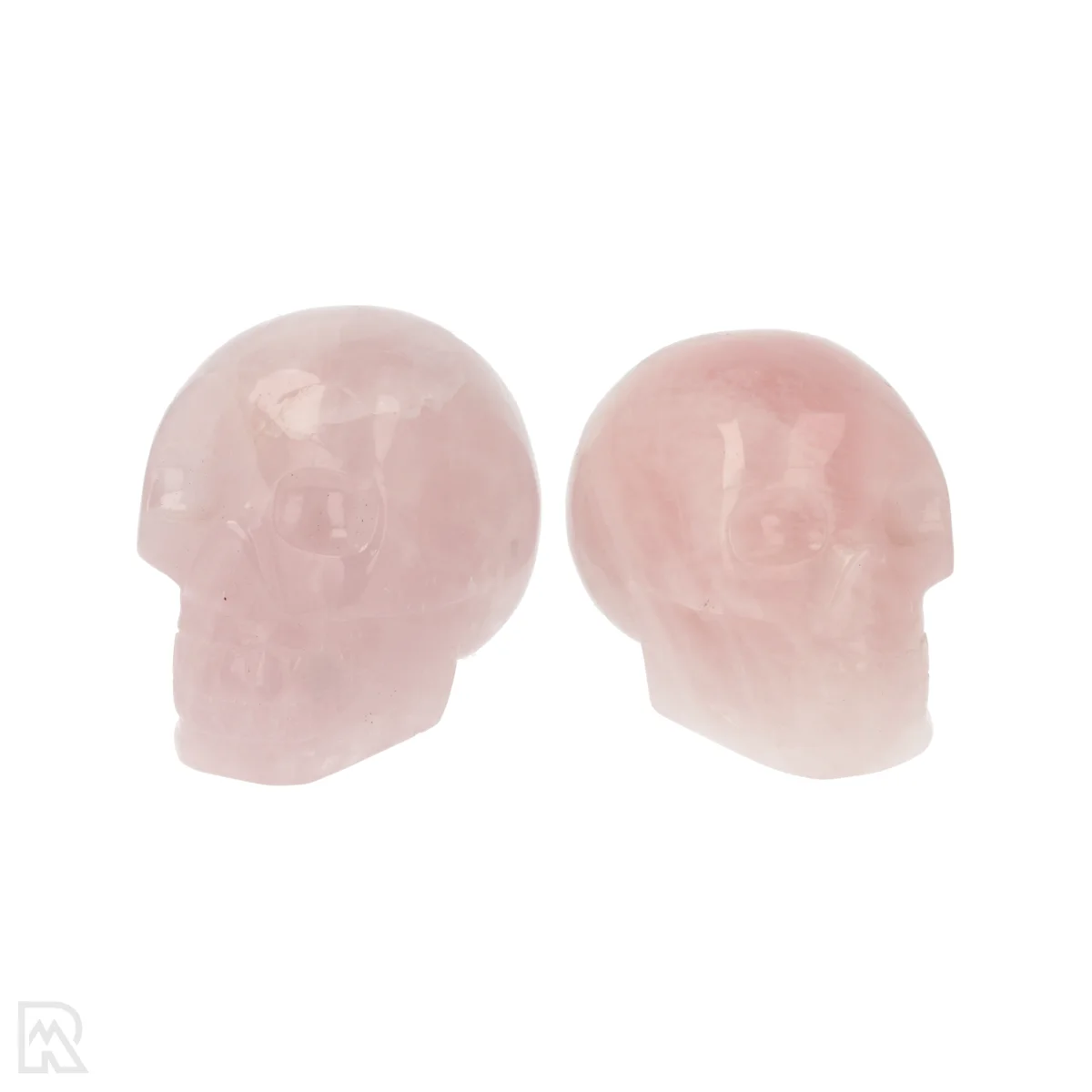 Rozenkwarts Schedel | Set van 2 2 Rozenkwarts Schedel | Set van 2 - Afbeelding 2