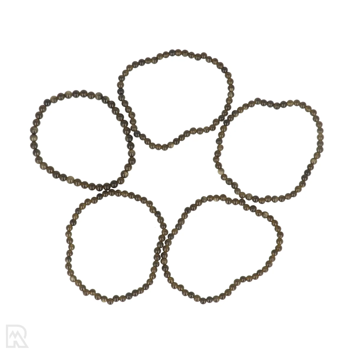 Goud Obsidiaan Kogelarmband | 4 mm 1 Goud Obsidiaan Kogelarmband | 4 mm