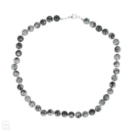 Sneeuwvlok obsidiaan Geknoopte Kralenketting | 8 mm - 45 cm