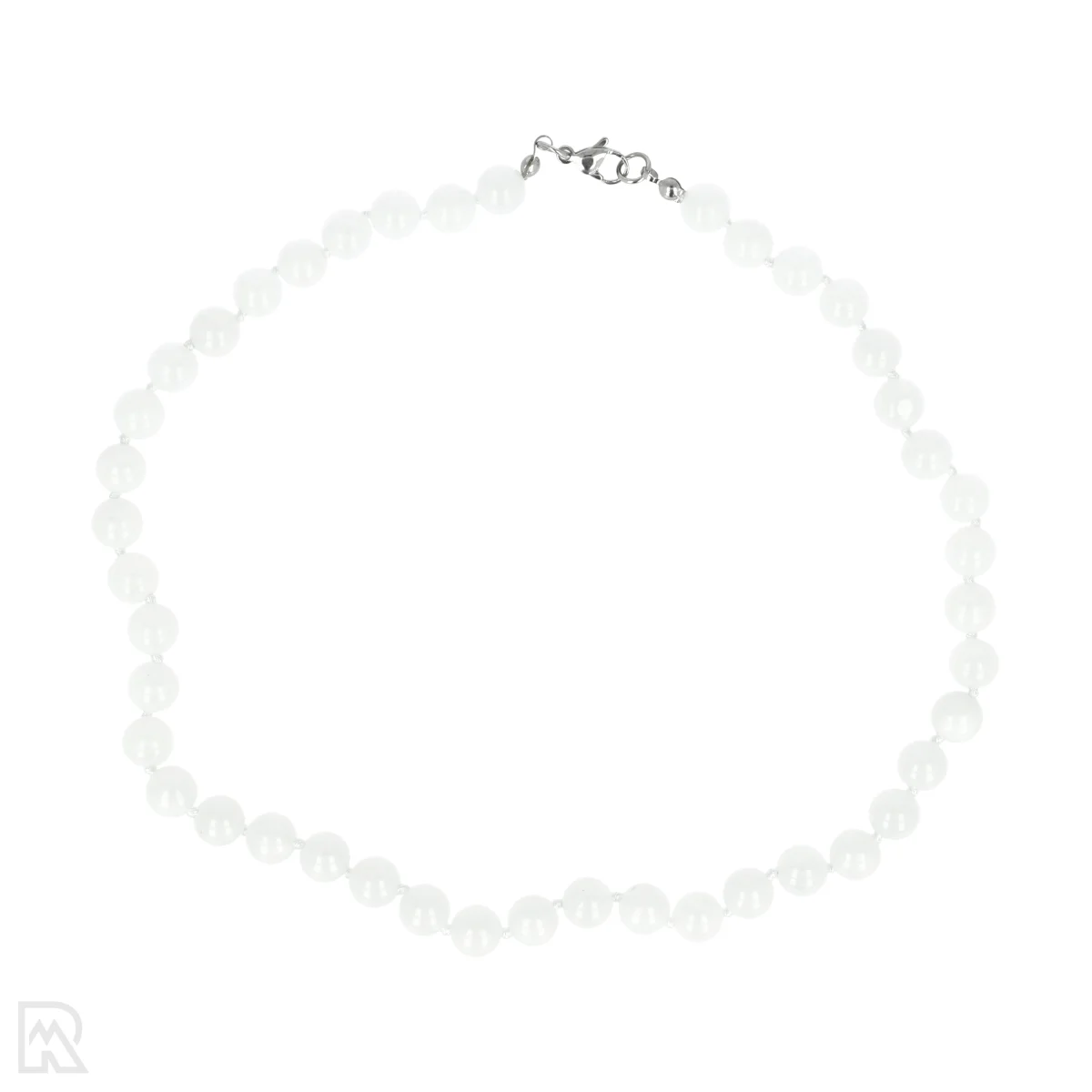 Witte Agaat Geknoopte Kralenketting | 8 mm - 45 cm 1 Witte Agaat Geknoopte Kralenketting | 8 mm - 45 cm