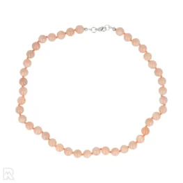 Orangefarbene Mondstein-Perlenkette mit Knoten | 8 mm – 45 cm