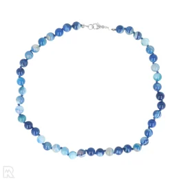 Blauwe agaat Geknoopte Kralenketting | 8 mm - 45 cm