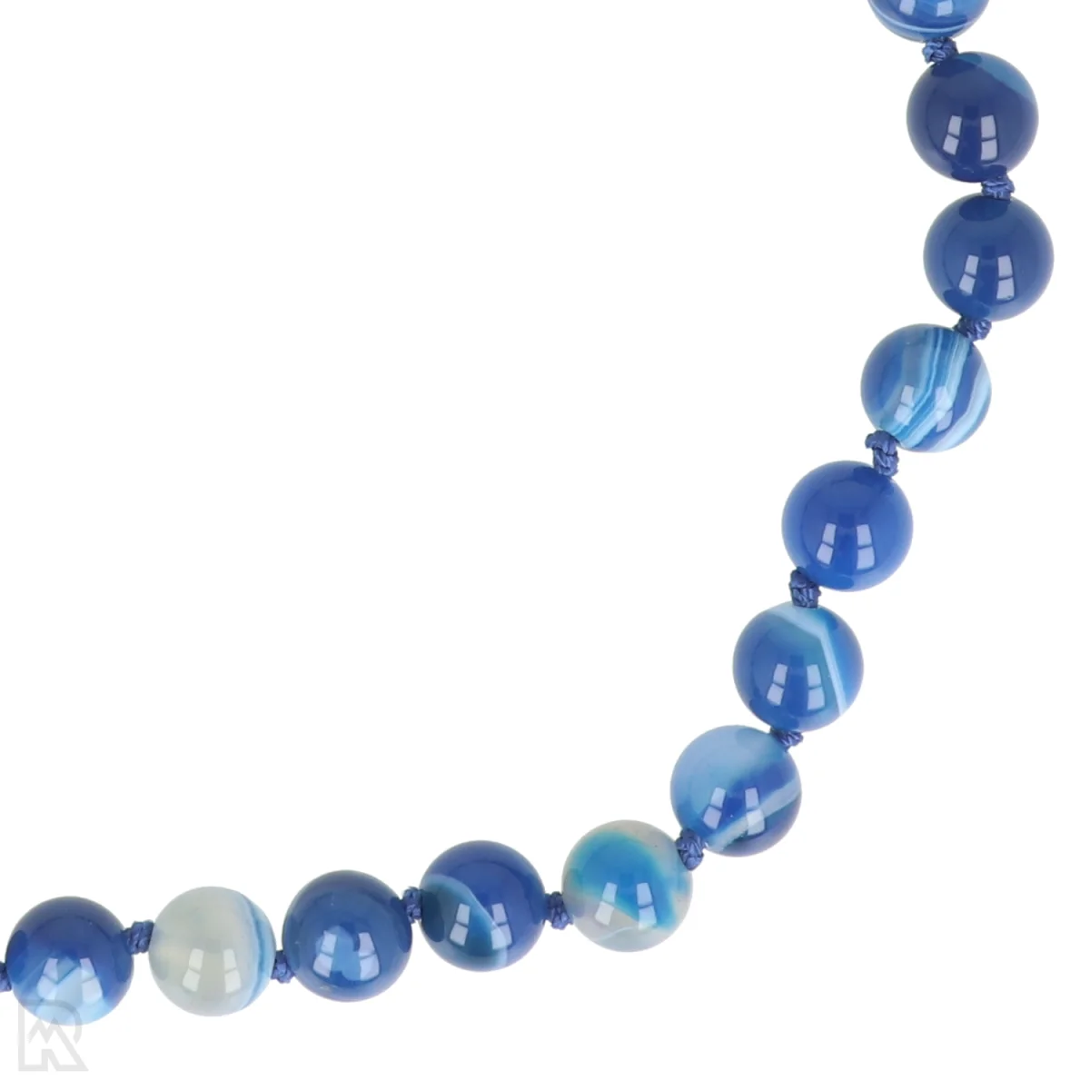 Blauwe agaat Geknoopte Kralenketting | 8 mm - 45 cm 2 Blauwe agaat Geknoopte Kralenketting | 8 mm - 45 cm - Afbeelding 2