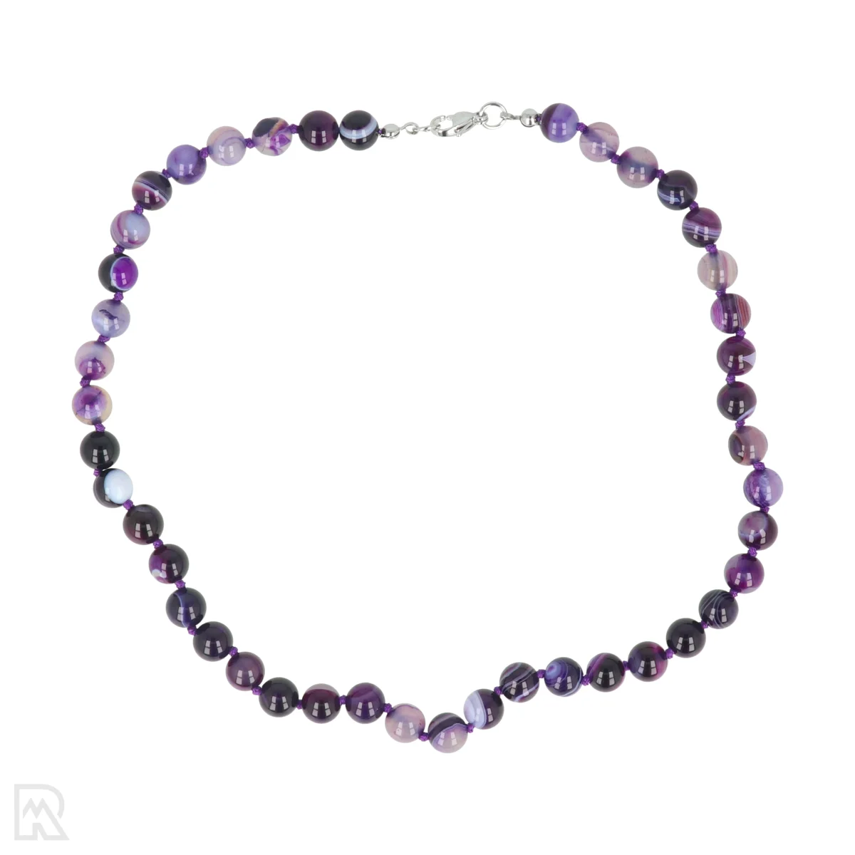 Paarse agaat Geknoopte Kralenketting | 8 mm - 45 cm 1 Paarse agaat Geknoopte Kralenketting | 8 mm - 45 cm