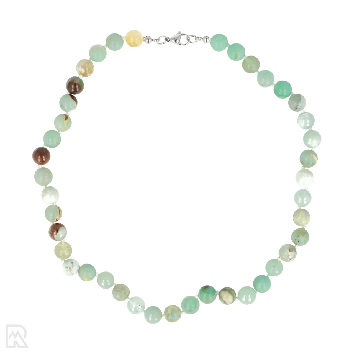 Chrysopraas Geknoopte Kralenketting | 8 mm - 45 cm 1 Chrysopras – Geknüpfte Perlenkette | 8 mm – 45 cm