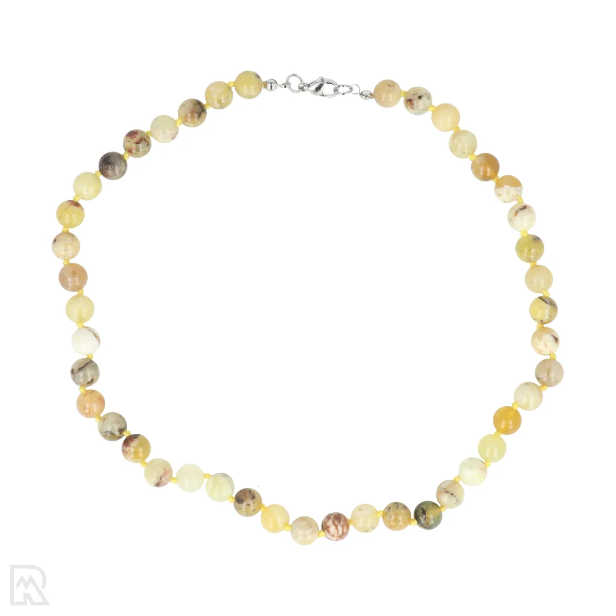 Gele opaal Geknoopte Kralenketting | 8 mm - 45 cm 1 Gele opaal Geknoopte Kralenketting | 8 mm - 45 cm
