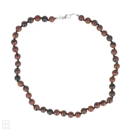 Mahagoni-Obsidian – schwarze Kordel, geknüpfte Perlenkette | 8 mm – 45 cm
