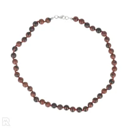 Mahonie obsidiaan - bruin koord Geknoopte Kralenketting | 8 mm - 45 cm