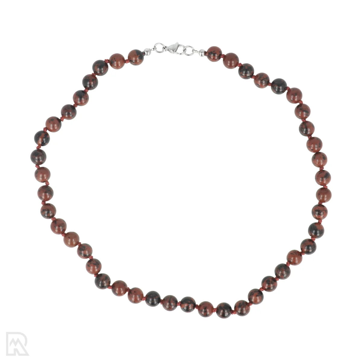 Mahonie obsidiaan - bruin koord Geknoopte Kralenketting | 8 mm - 45 cm 1 Mahonie obsidiaan - bruin koord Geknoopte Kralenketting | 8 mm - 45 cm