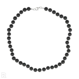 Onyx matt – weiße Kordel, geknüpfte Perlenkette | 8 mm – 45 cm