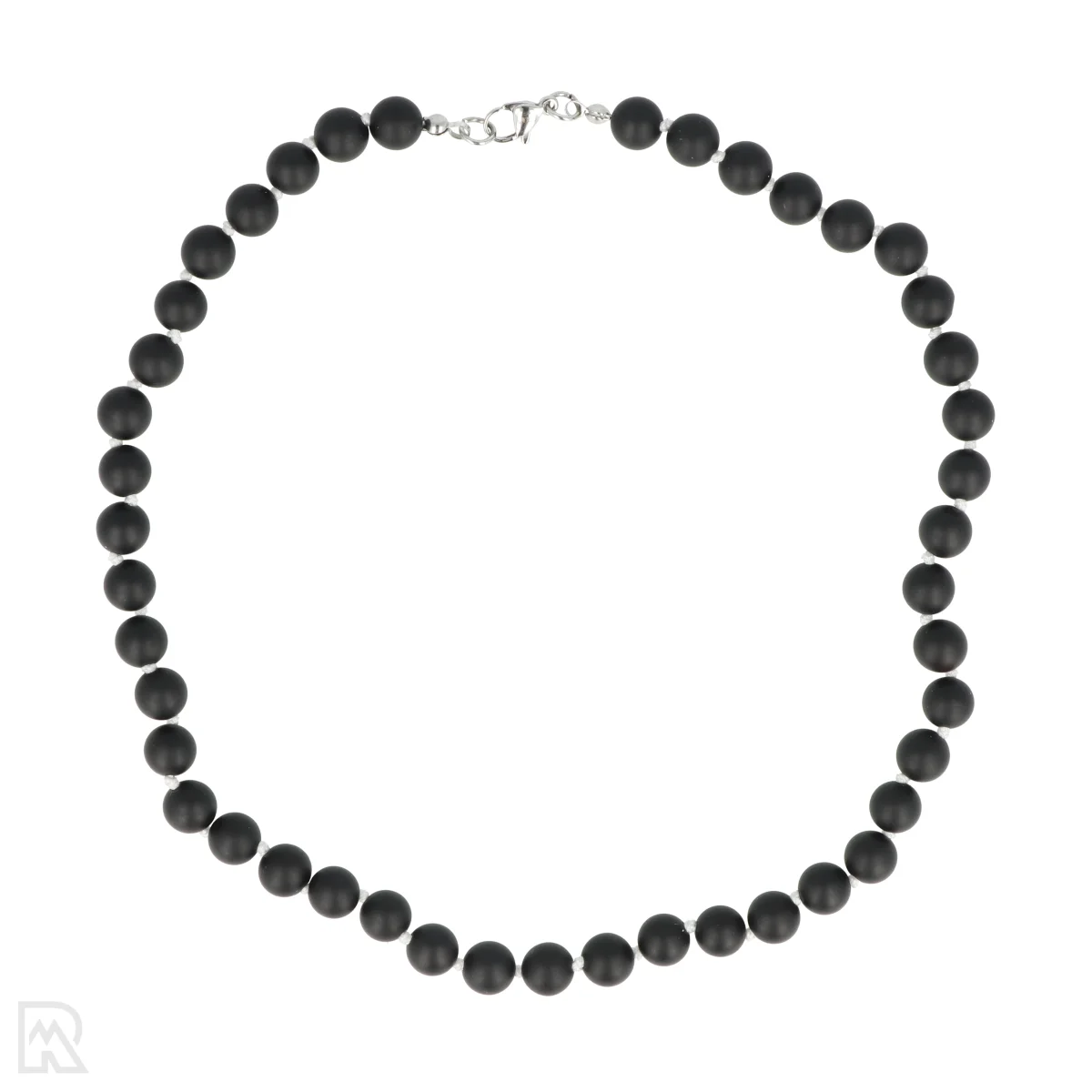 Onyx mat - wit koord Geknoopte Kralenketting | 8 mm - 45 cm 1 Onyx matt – weiße Kordel, geknüpfte Perlenkette | 8 mm – 45 cm