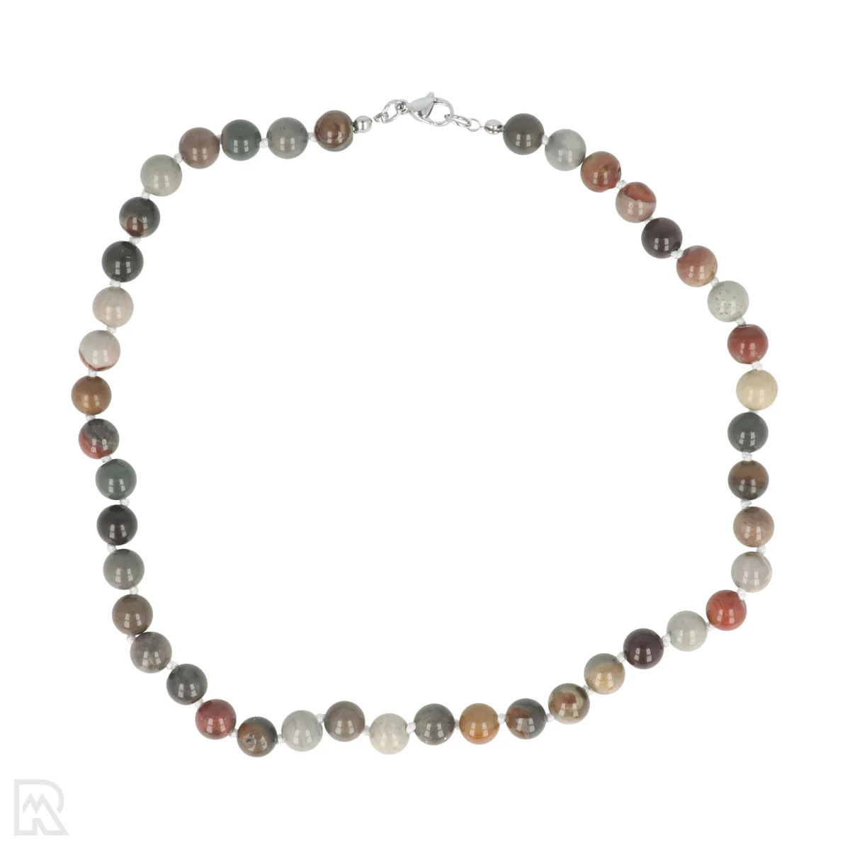 Polychroom picture jaspis Geknoopte Kralenketting | 8 mm - 45 cm 1 Polychroom picture jaspis Geknoopte Kralenketting | 8 mm - 45 cm