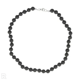 Lavastein – schwarze Kordel, geknüpfte Perlenkette | 8 mm – 45 cm