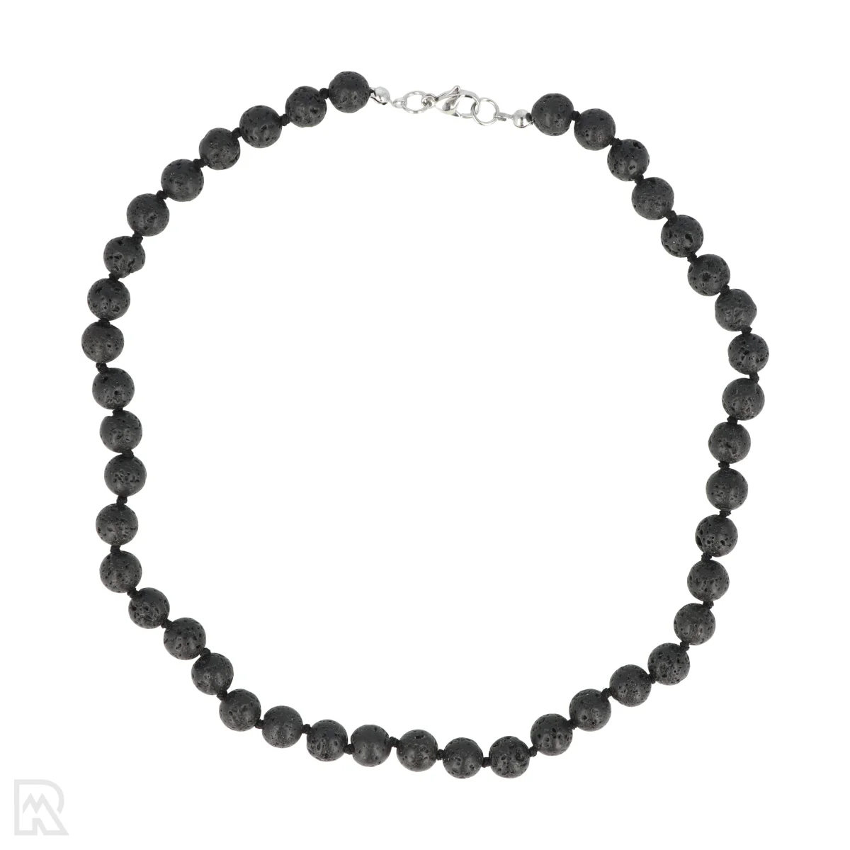 Lavasteen - zwart koord Geknoopte Kralenketting | 8 mm - 45 cm 1 Lavastein – schwarze Kordel, geknüpfte Perlenkette | 8 mm – 45 cm