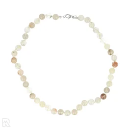 Rutielkwarts - wit koord Geknoopte Kralenketting | 8 mm - 45 cm