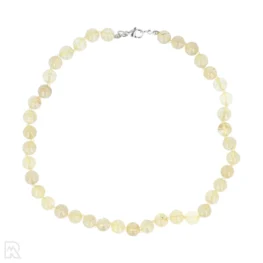 Gouden rutielkwarts - wit koord Geknoopte Kralenketting | 8 mm - 45 cm