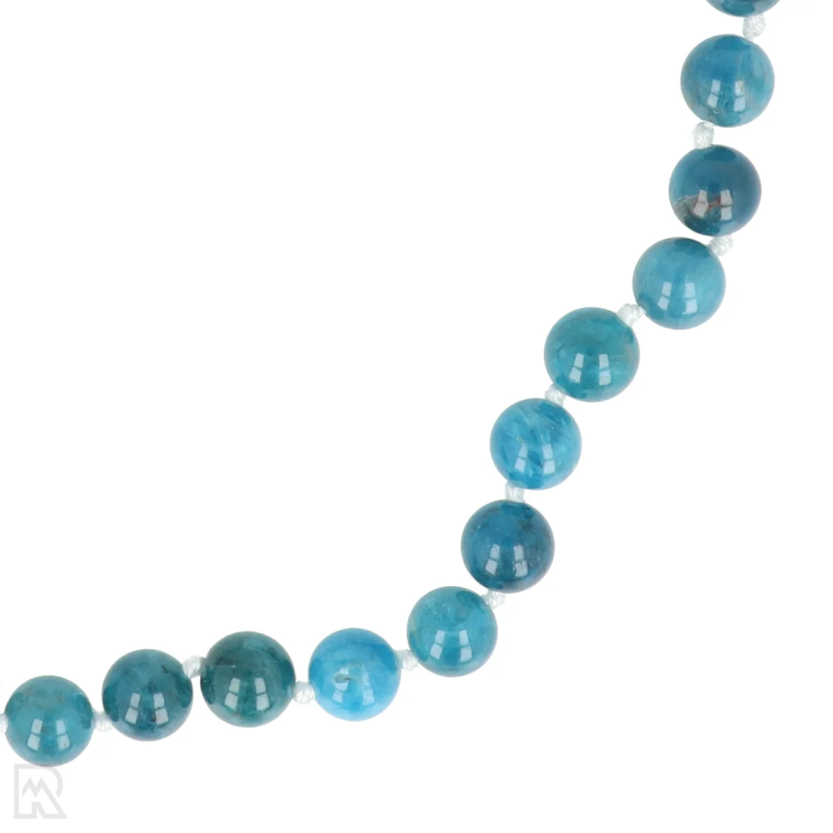 Blauwe apatiet - wit koord Geknoopte Kralenketting | 8 mm - 45 cm 2 Blauwe apatiet - wit koord Geknoopte Kralenketting | 8 mm - 45 cm – Bild 2