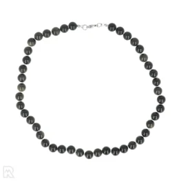 Goud obsidiaan - wit koord Geknoopte Kralenketting | 8 mm - 45 cm