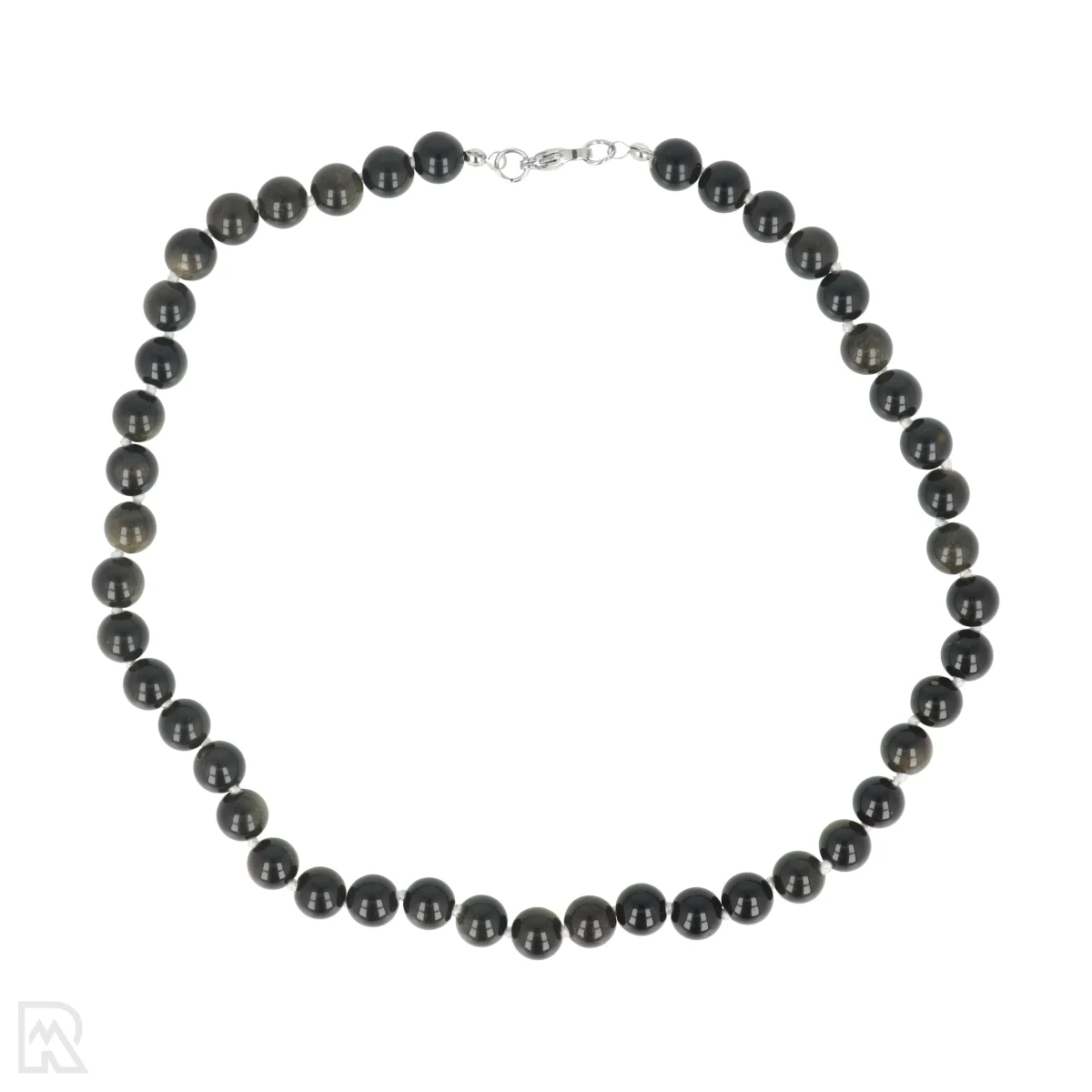 Goud obsidiaan - wit koord Geknoopte Kralenketting | 8 mm - 45 cm 1 Goud obsidiaan - wit koord Geknoopte Kralenketting | 8 mm - 45 cm