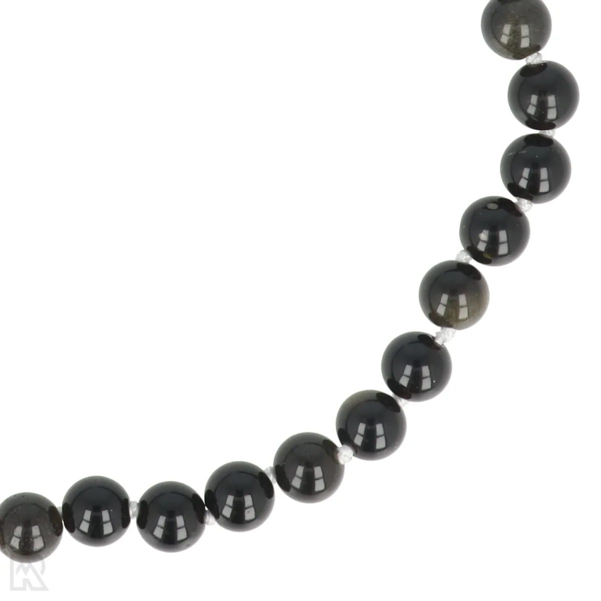 Goud obsidiaan - wit koord Geknoopte Kralenketting | 8 mm - 45 cm 2 Goud obsidiaan - wit koord Geknoopte Kralenketting | 8 mm - 45 cm - Afbeelding 2