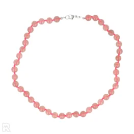 Erdbeerkvarts – rosa Kordel, geknüpfte Perlenkette | 8 mm – 45 cm