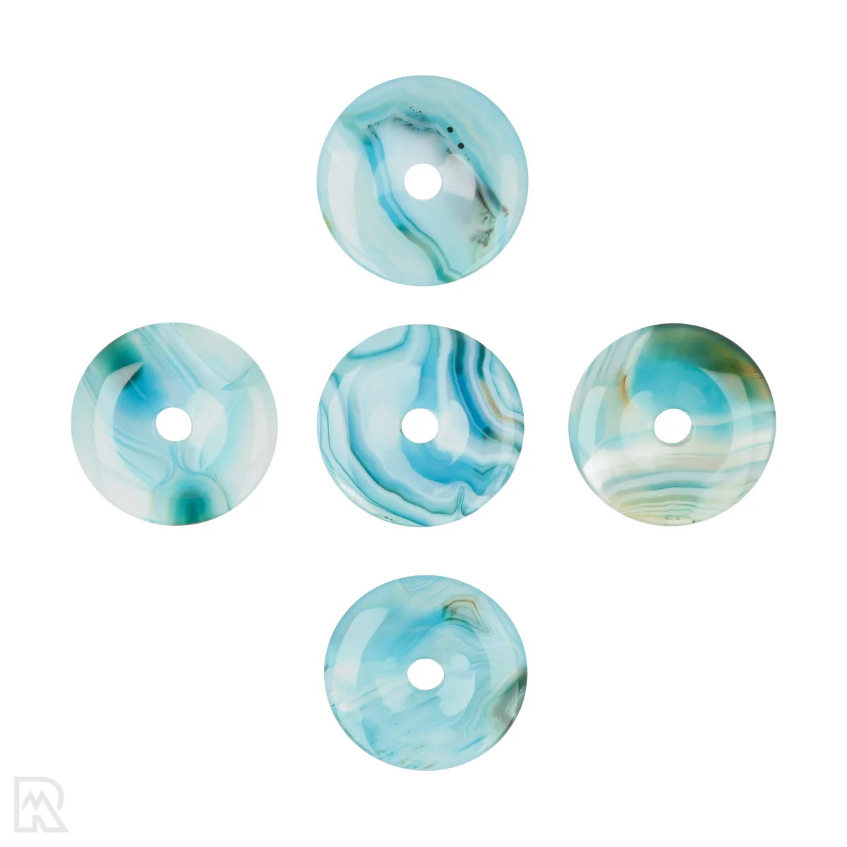 Blauwe Agaat Donut Hanger | 4 cm 1 Blue Agate Donut Pendant | 4 cm