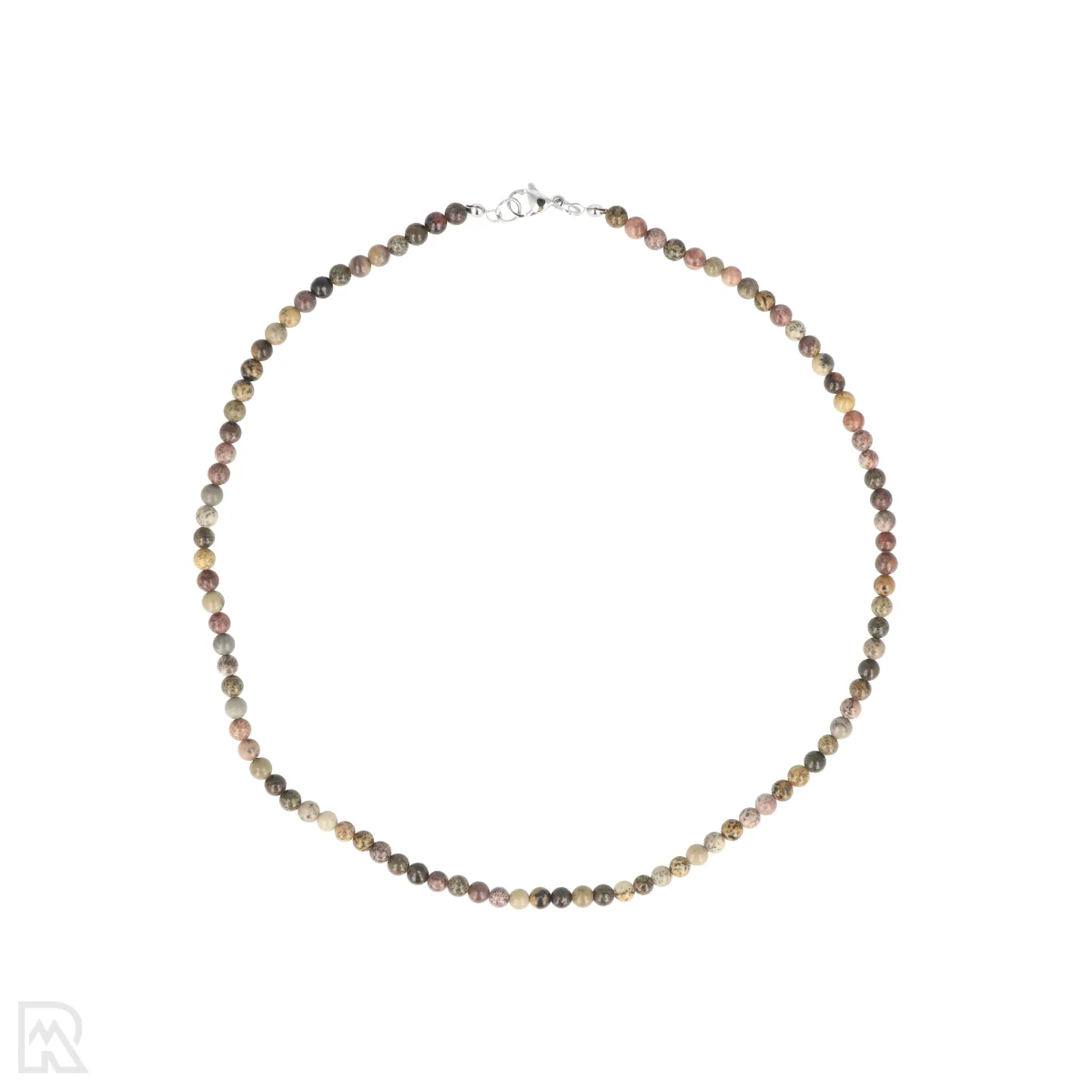 Dendriet Jaspis Ronde Kralenketting | 4 mm - 45 cm 1 Dendritic Jasper Round Bead Necklace | 4 mm – 45 cm